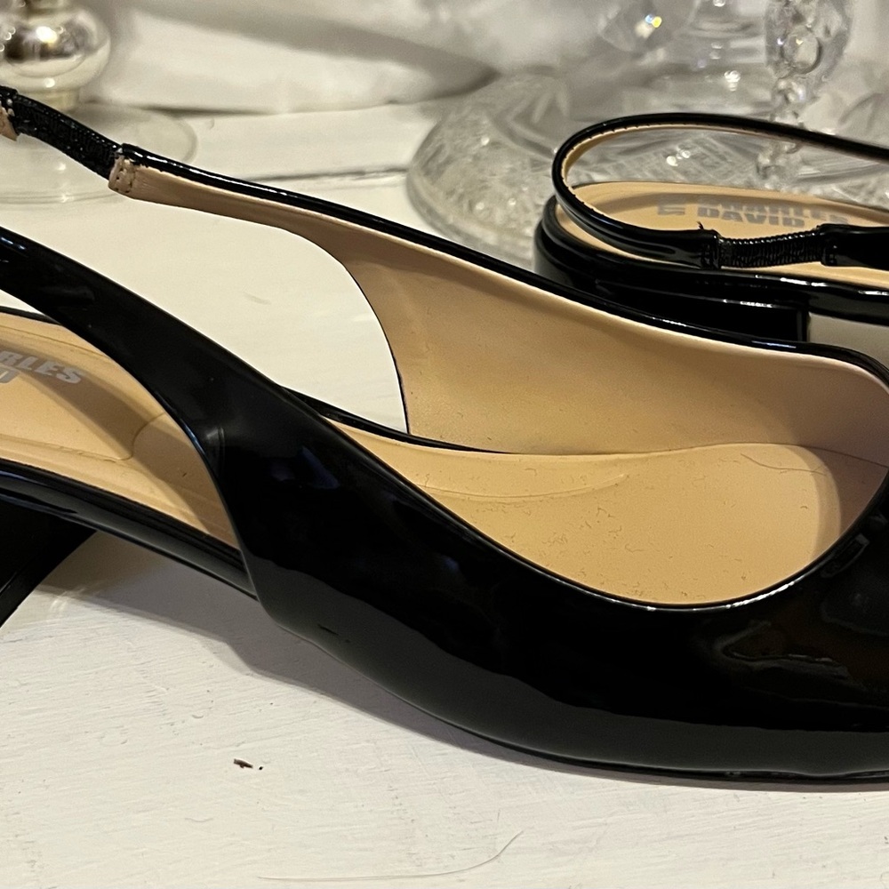 Charles David Glossy Black Slingback Flats - Picture 3 of 5